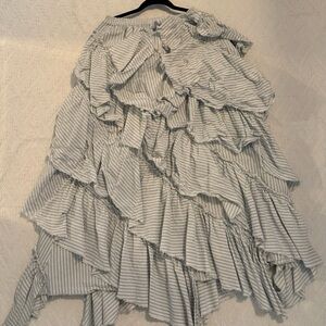 Free People Striped Ruffle Maxi Skirt